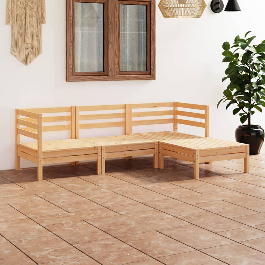 Berkfield 4 Piece Garden Lounge Set Solid Pinewood