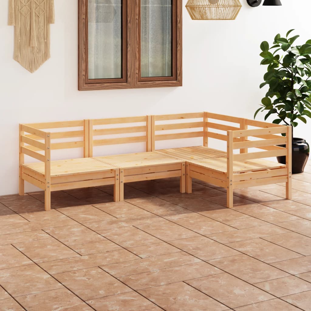 Berkfield 4 Piece Garden Lounge Set Solid Pinewood