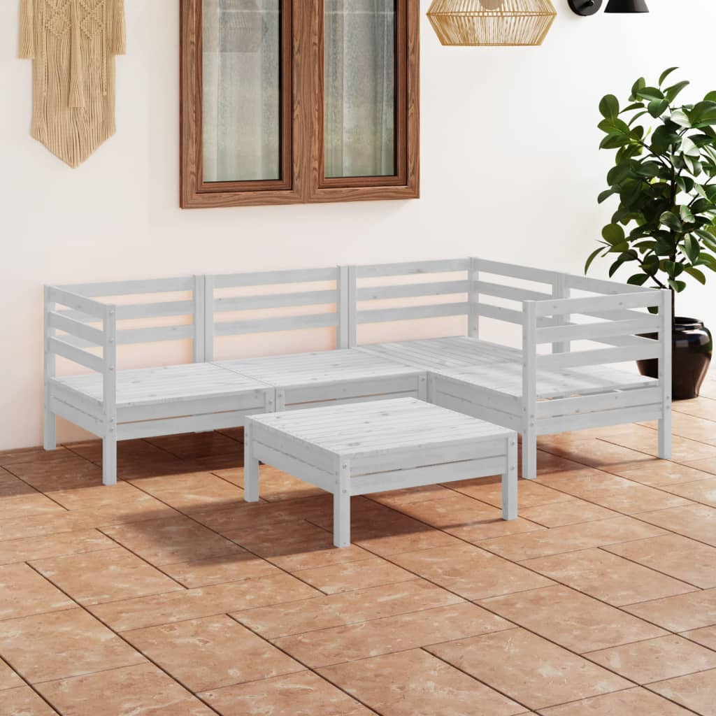 Berkfield 5 Piece Garden Lounge Set Solid Pinewood White