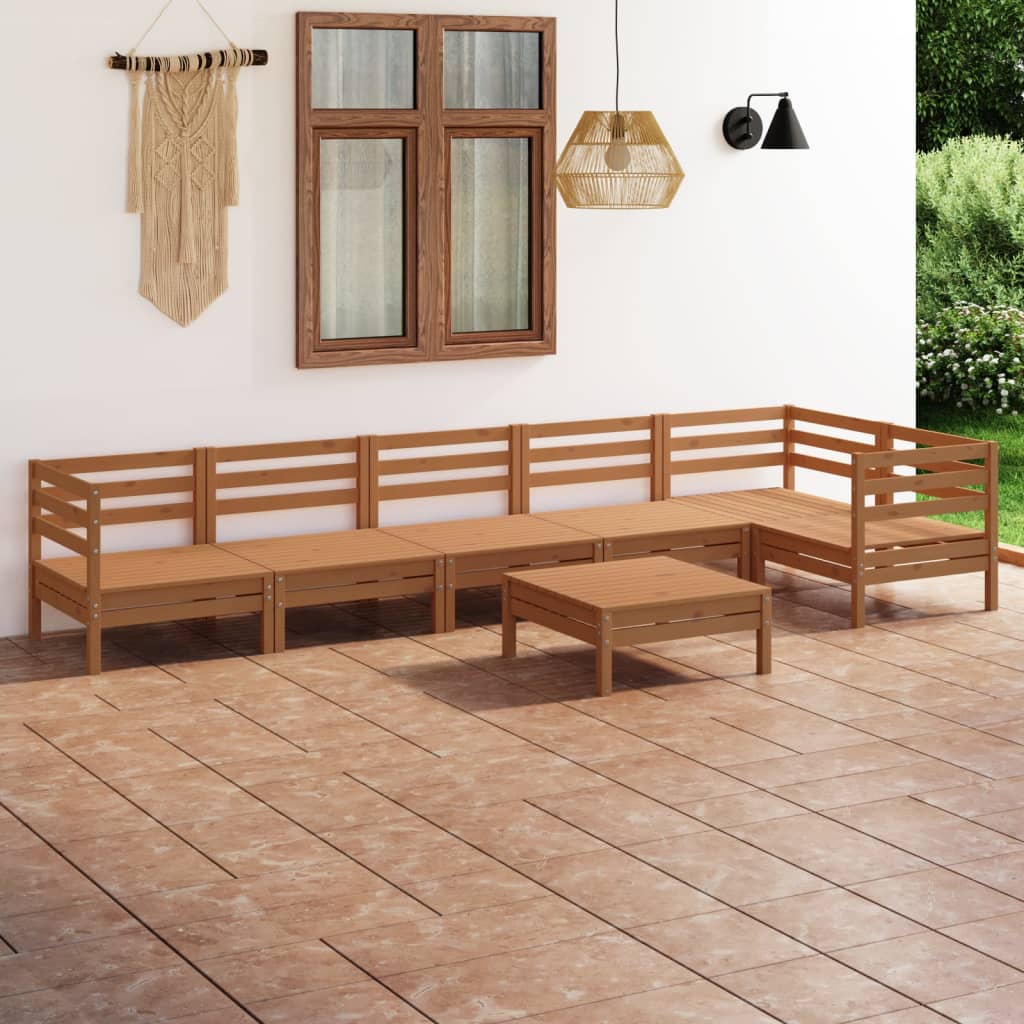 Berkfield 7 Piece Garden Lounge Set Solid Pinewood Honey Brown