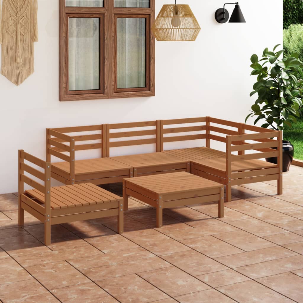 Berkfield 6 Piece Garden Lounge Set Solid Pinewood Honey Brown