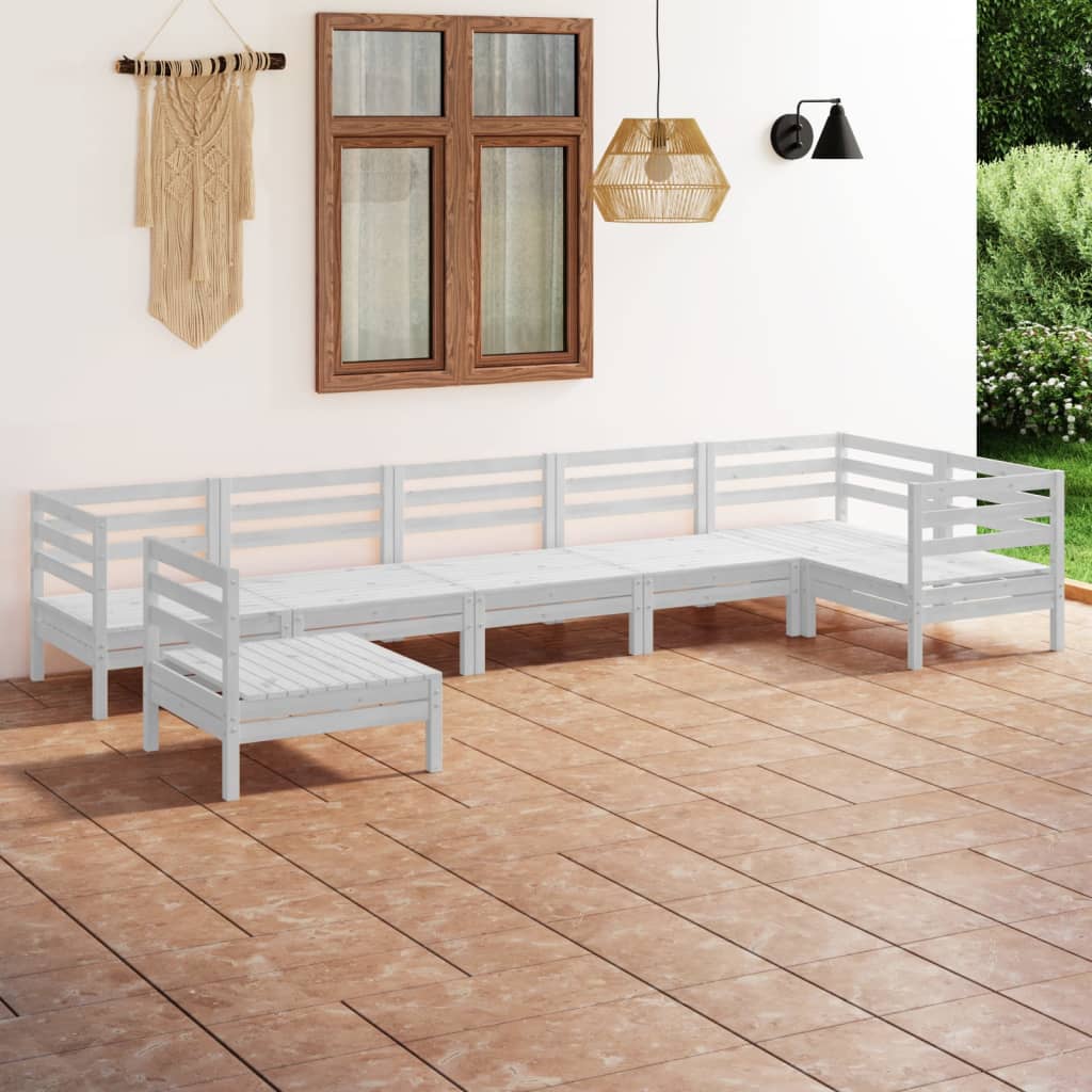 Berkfield 7 Piece Garden Lounge Set Solid Pinewood White