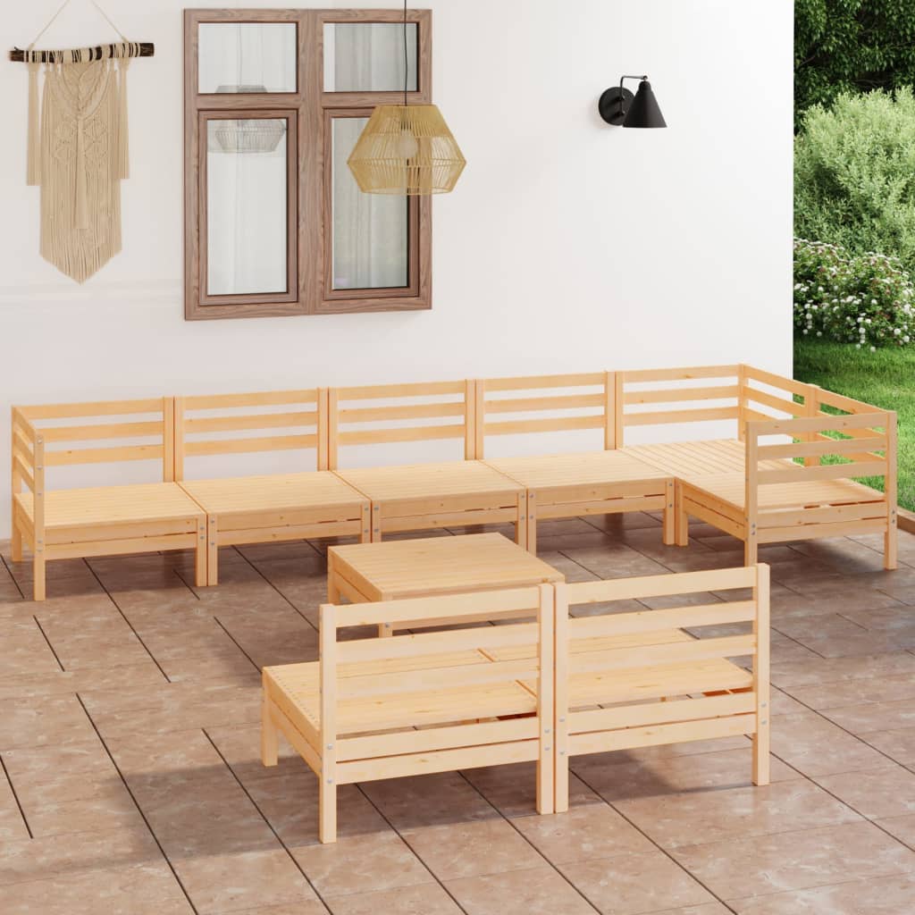 Berkfield 9 Piece Garden Lounge Set Solid Pinewood