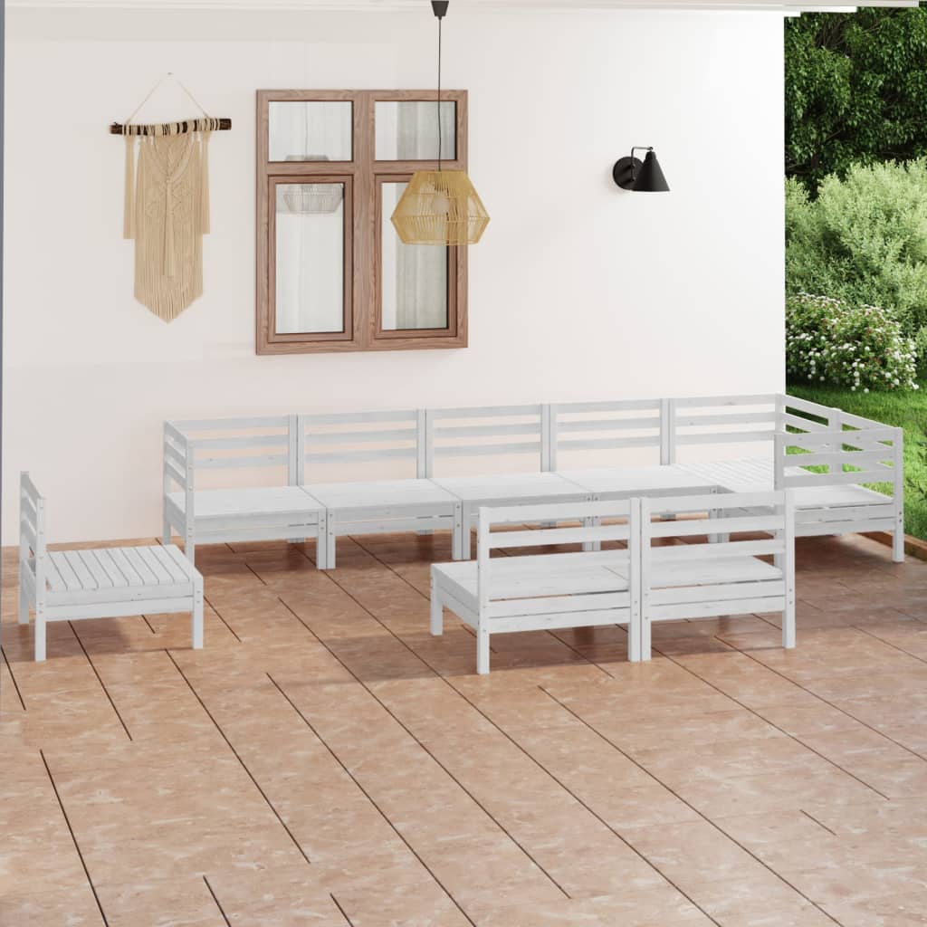 Berkfield 9 Piece Garden Lounge Set Solid Wood Pine White