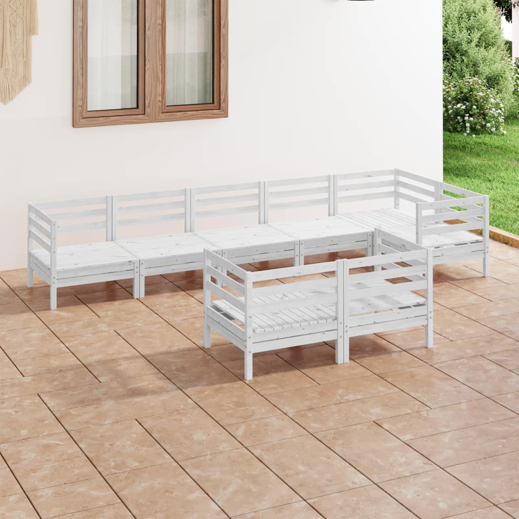 Berkfield 8 Piece Garden Lounge Set Solid Wood Pine White