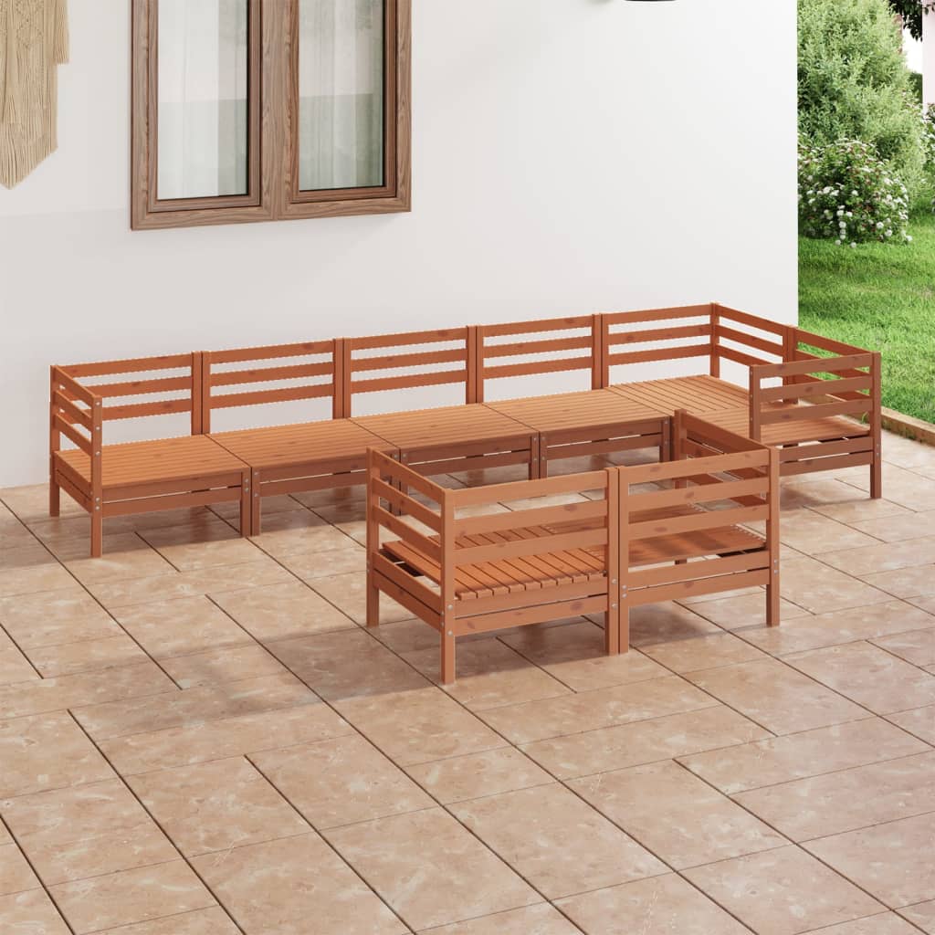 Berkfield 8 Piece Garden Lounge Set Solid Wood Pine Honey Brown
