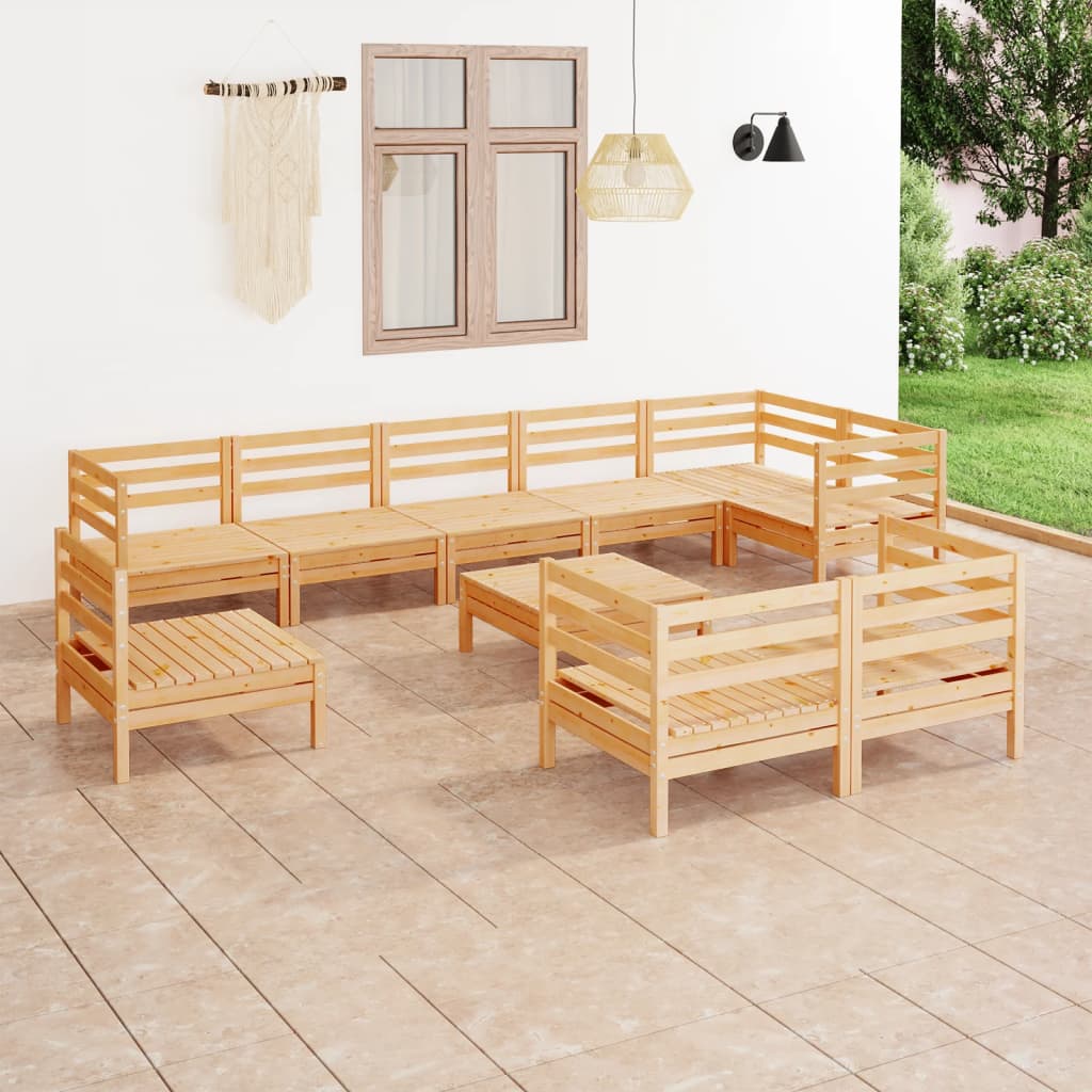 Berkfield 10 Piece Garden Lounge Set Solid Wood Pine