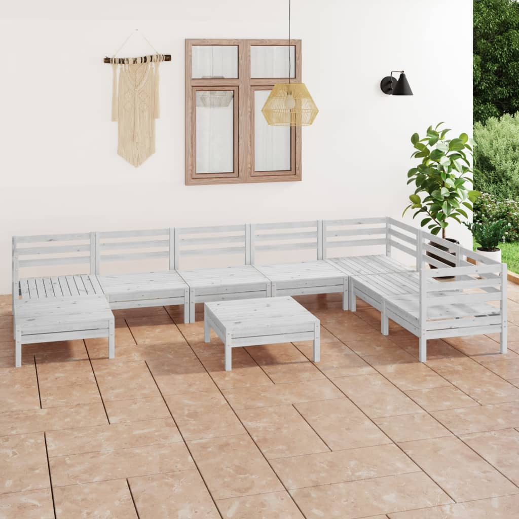 Berkfield 9 Piece Garden Lounge Set Solid Wood Pine White