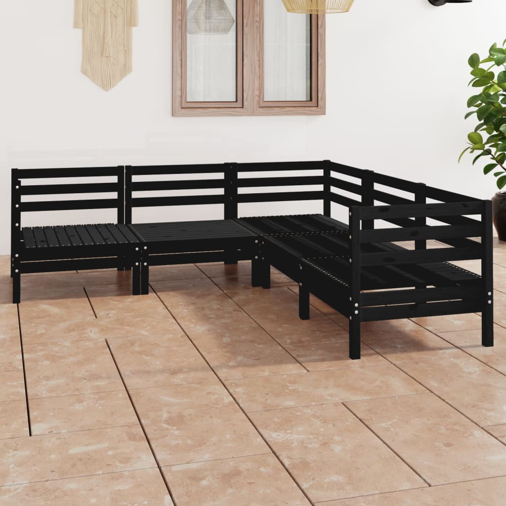 Berkfield 5 Piece Garden Lounge Set Solid Wood Pine Black