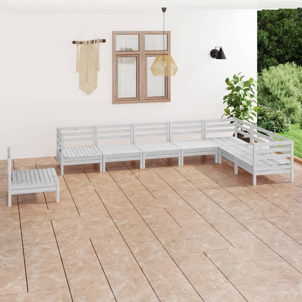 Berkfield 8 Piece Garden Lounge Set Solid Wood Pine White