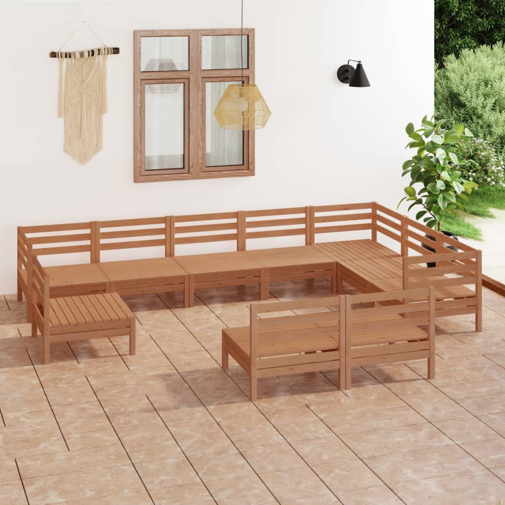 Berkfield 10 Piece Garden Lounge Set Solid Wood Pine Honey Brown