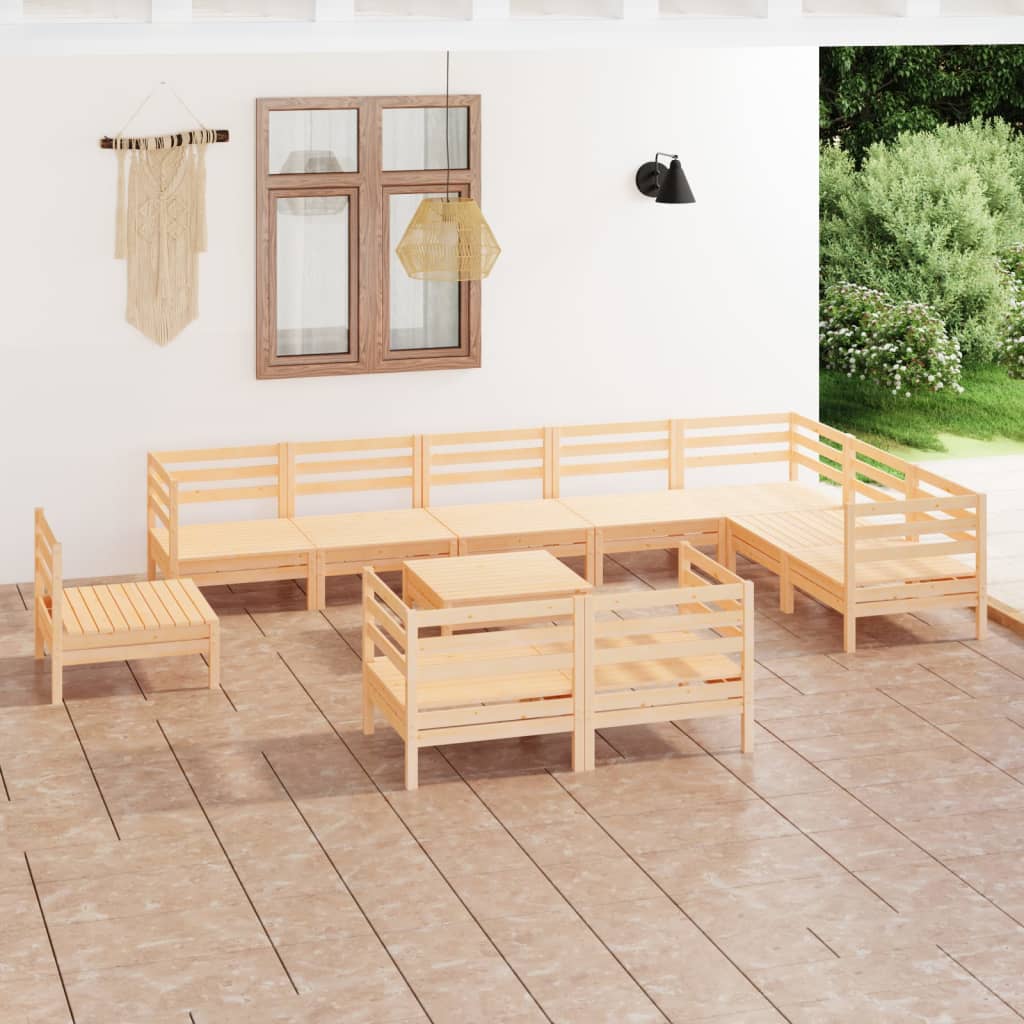 Berkfield 11 Piece Garden Lounge Set Solid Wood Pine