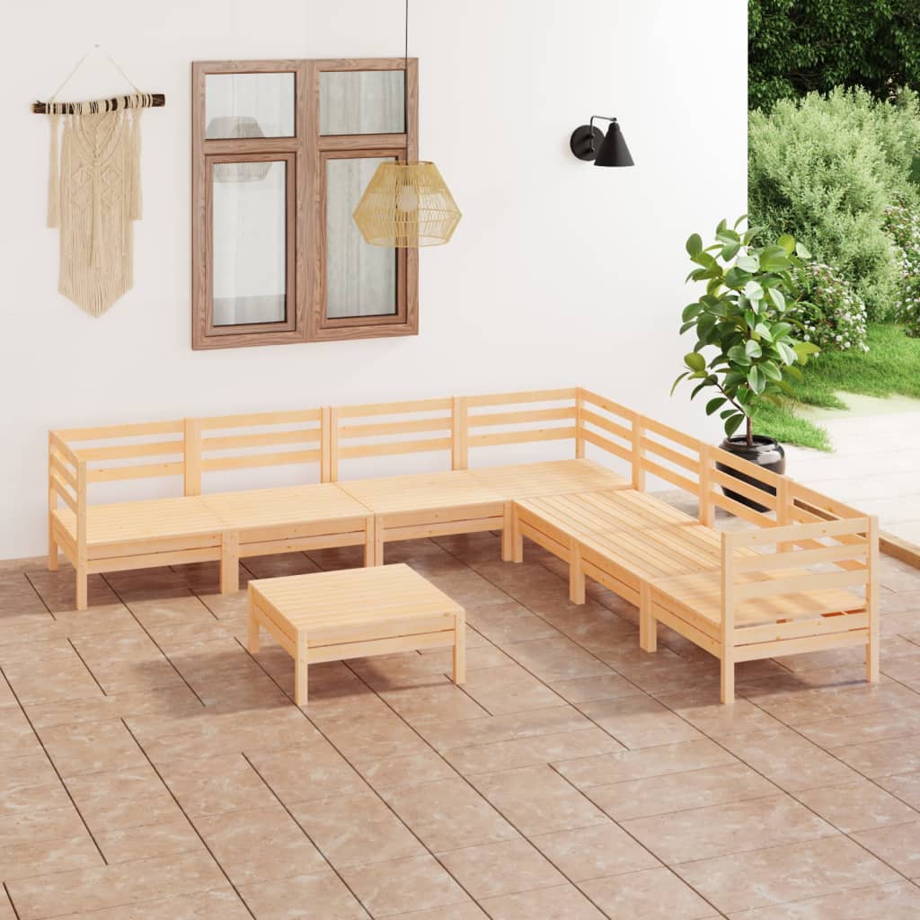 Berkfield 8 Piece Garden Lounge Set Solid Wood Pine