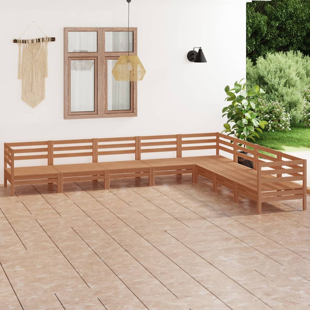 Berkfield 8 Piece Garden Lounge Set Solid Wood Pine Honey Brown