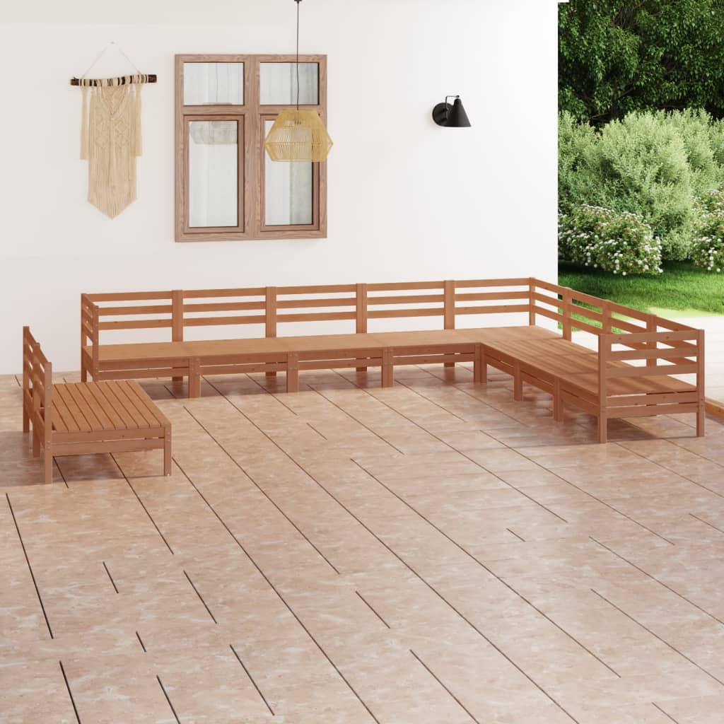 Berkfield 10 Piece Garden Lounge Set Solid Wood Pine Honey Brown