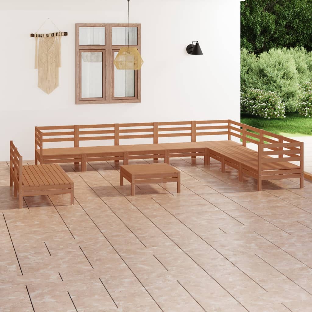 Berkfield 11 Piece Garden Lounge Set Solid Wood Pine Honey Brown