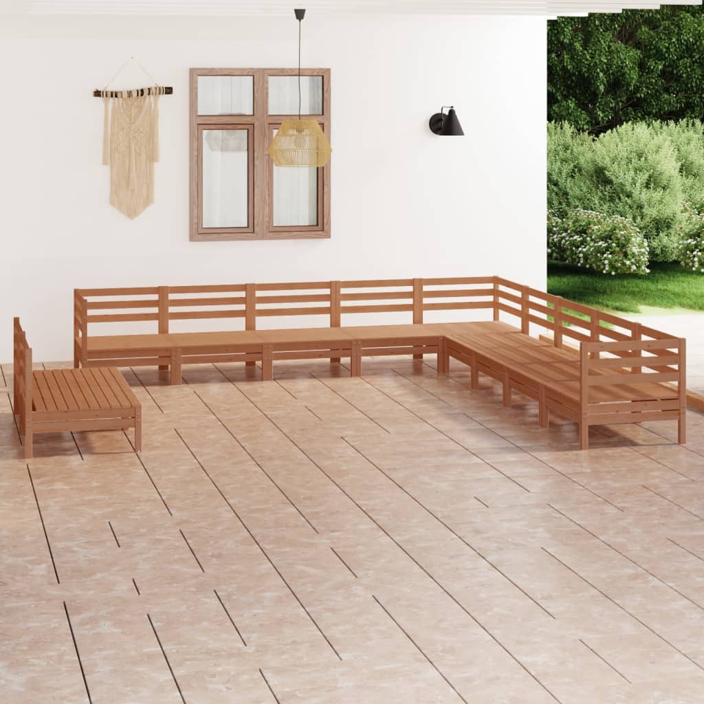 Berkfield 11 Piece Garden Lounge Set Solid Wood Pine Honey Brown