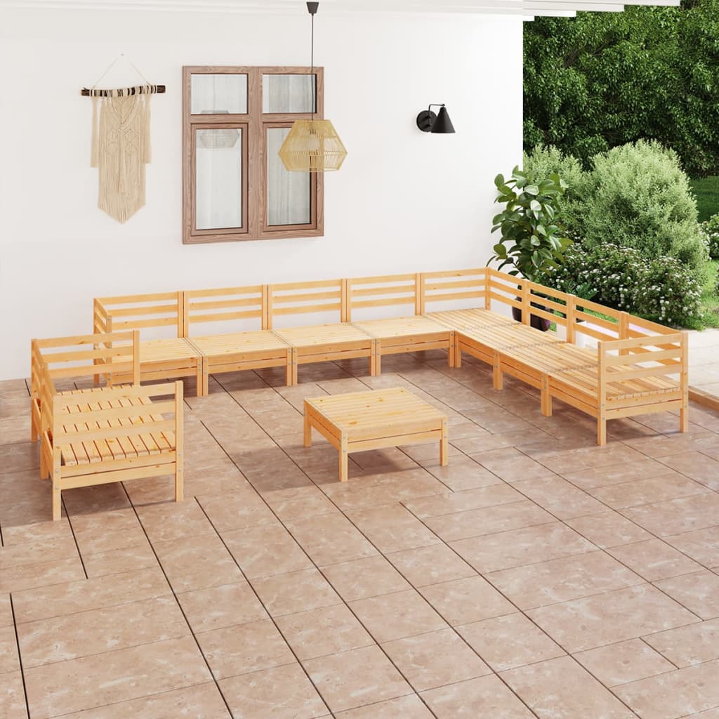 Berkfield 11 Piece Garden Lounge Set Solid Wood Pine