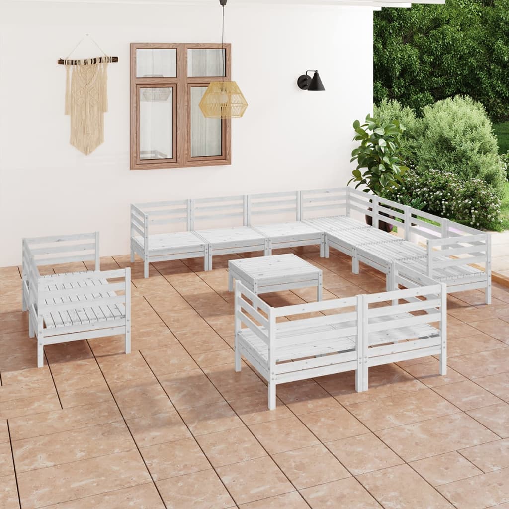 Berkfield 12 Piece Garden Lounge Set Solid Wood Pine White