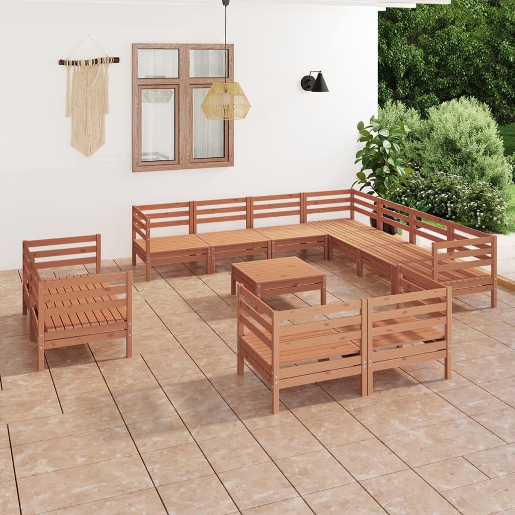 Berkfield 12 Piece Garden Lounge Set Solid Wood Pine Honey Brown