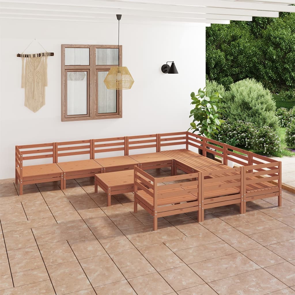 Berkfield 11 Piece Garden Lounge Set Honey Brown Solid Wood Pine