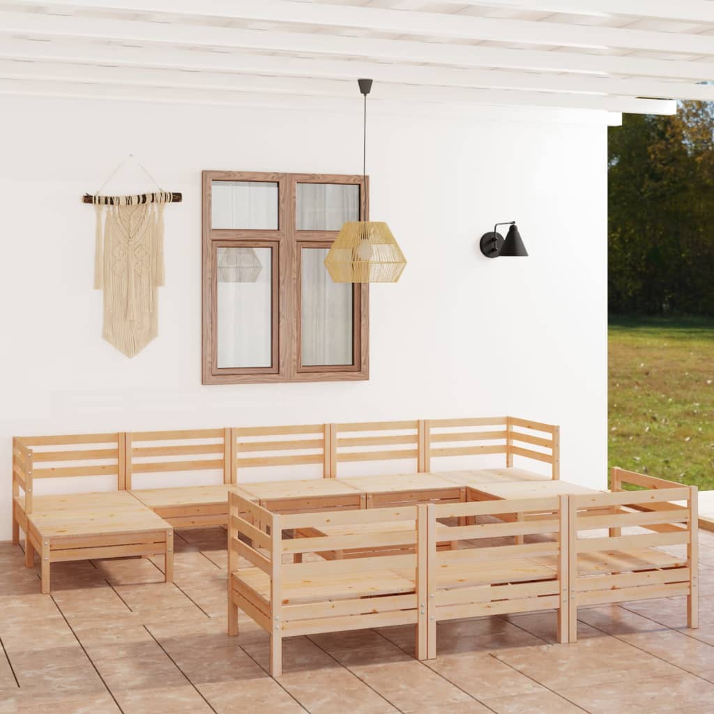 Berkfield 11 Piece Garden Lounge Set Solid Wood Pine