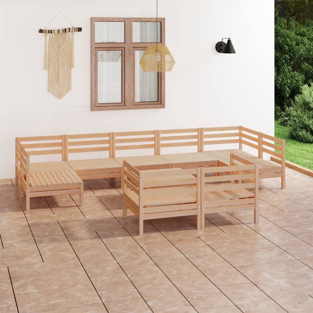 Berkfield 10 Piece Garden Lounge Set Solid Wood Pine