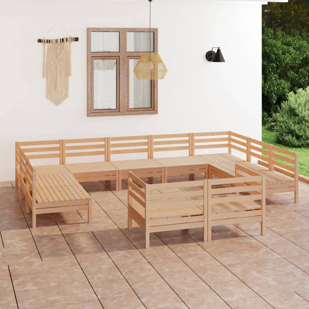 Berkfield 11 Piece Garden Lounge Set Solid Wood Pine