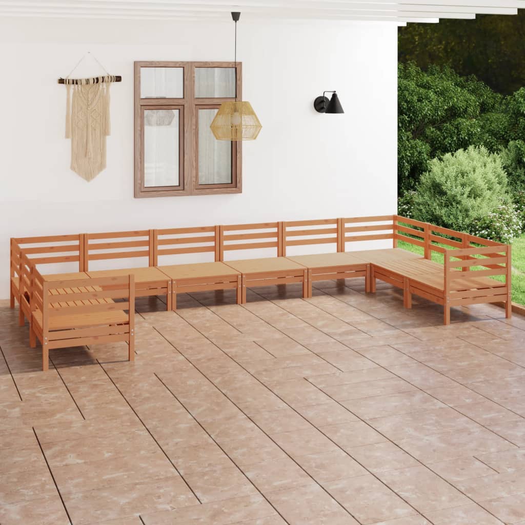 Berkfield 10 Piece Garden Lounge Set Honey Brown Solid Wood Pine