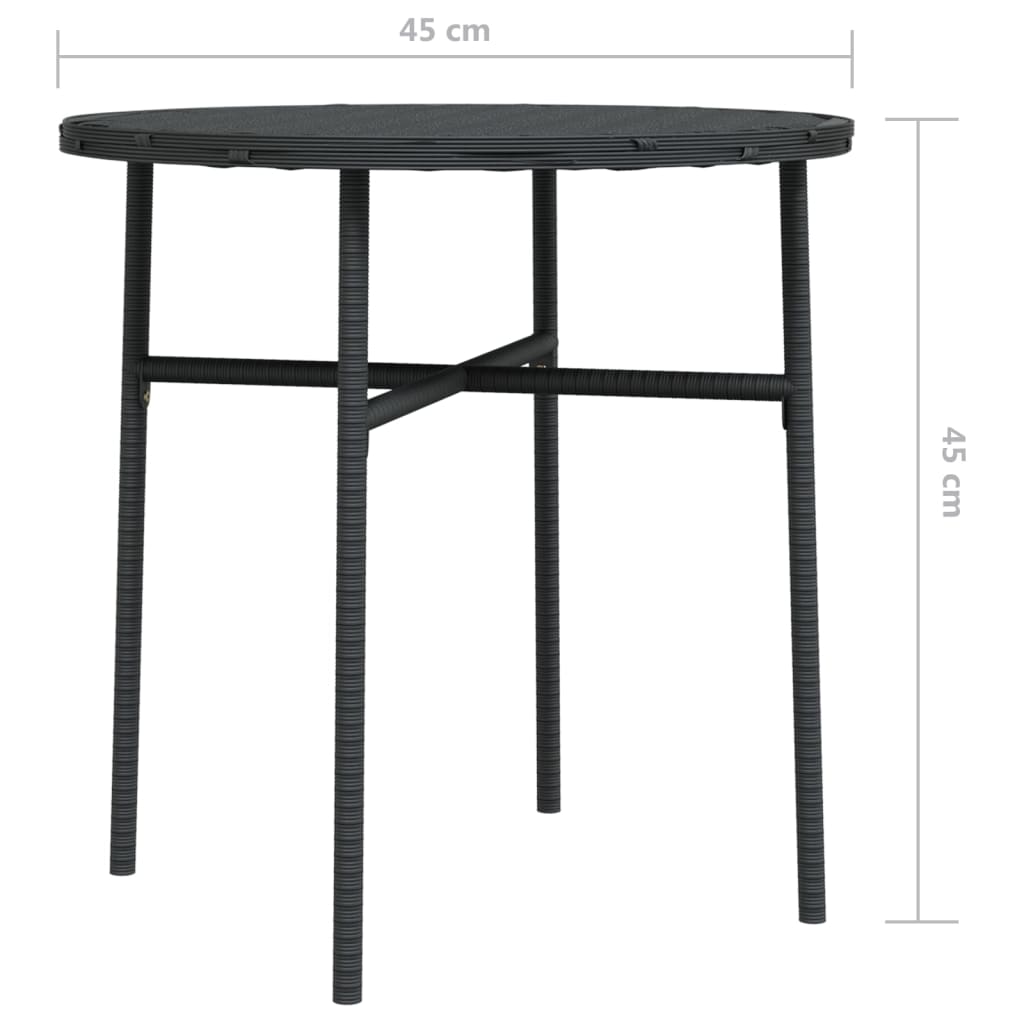 Berkfield Tea Table Black 45 cm Poly Rattan