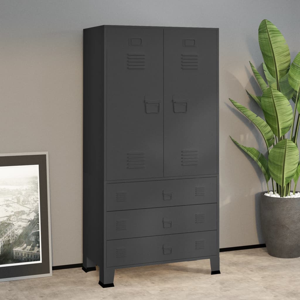 Berkfield Industrial Wardrobe Anthracite 90x50x180 cm Metal