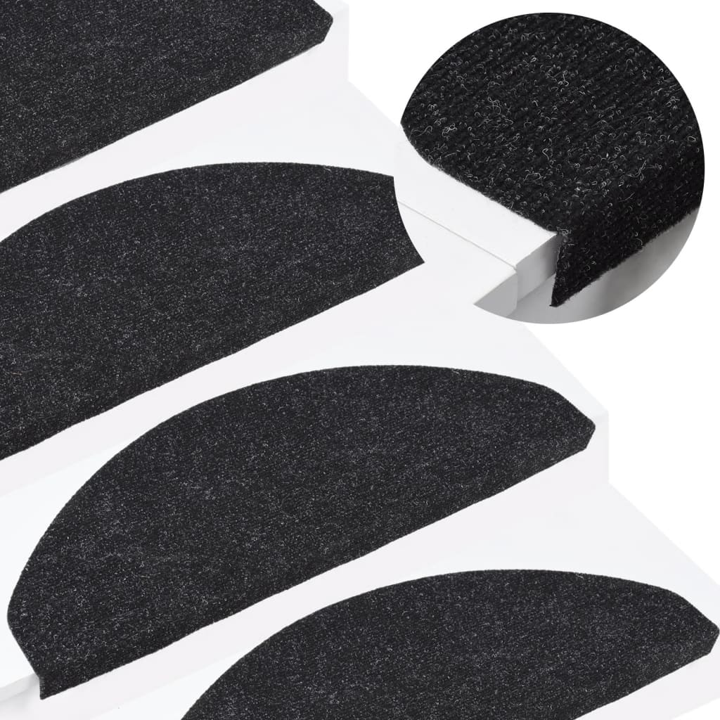 Berkfield Stair Mats Self-adhesive 15 pcs 65x22.5x3.5 cm Anthracite