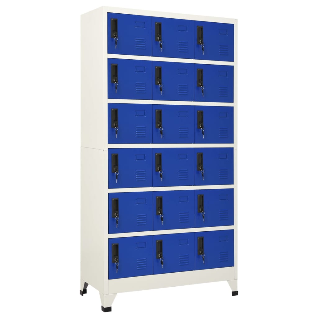 Berkfield Locker Cabinet Grey and Blue 90x40x180 cm Steel