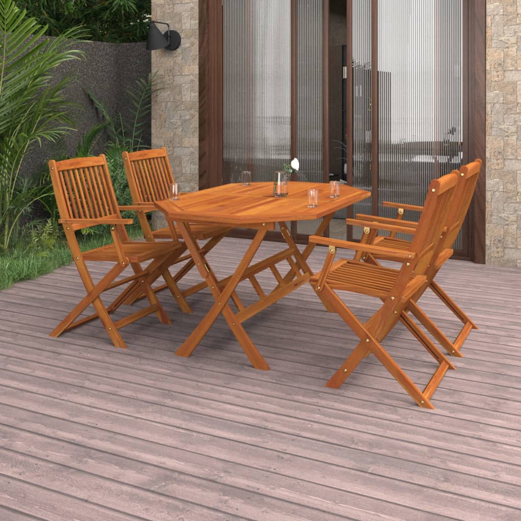 Berkfield 5 Piece Garden Dining Set Solid Acacia Wood