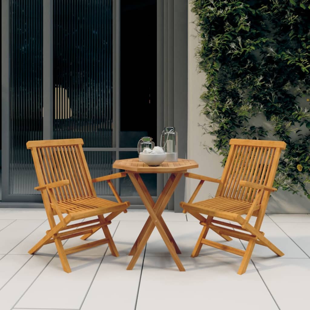 Berkfield 3 Piece Garden Dining Set Solid Wood Teak
