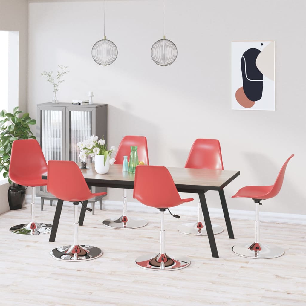 Berkfield Swivel Dining Chairs 6 pcs Red PP