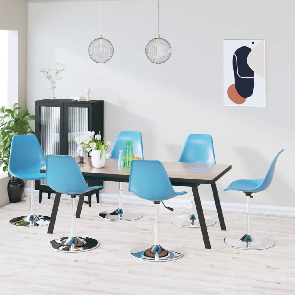 Berkfield Swivel Dining Chairs 6 pcs Blue PP