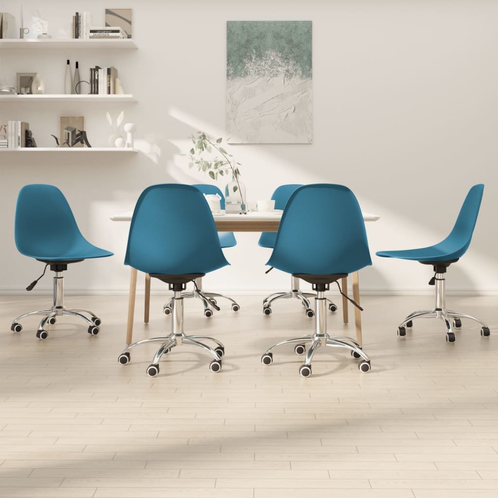 Berkfield Swivel Dining Chairs 6 pcs Turquoise PP