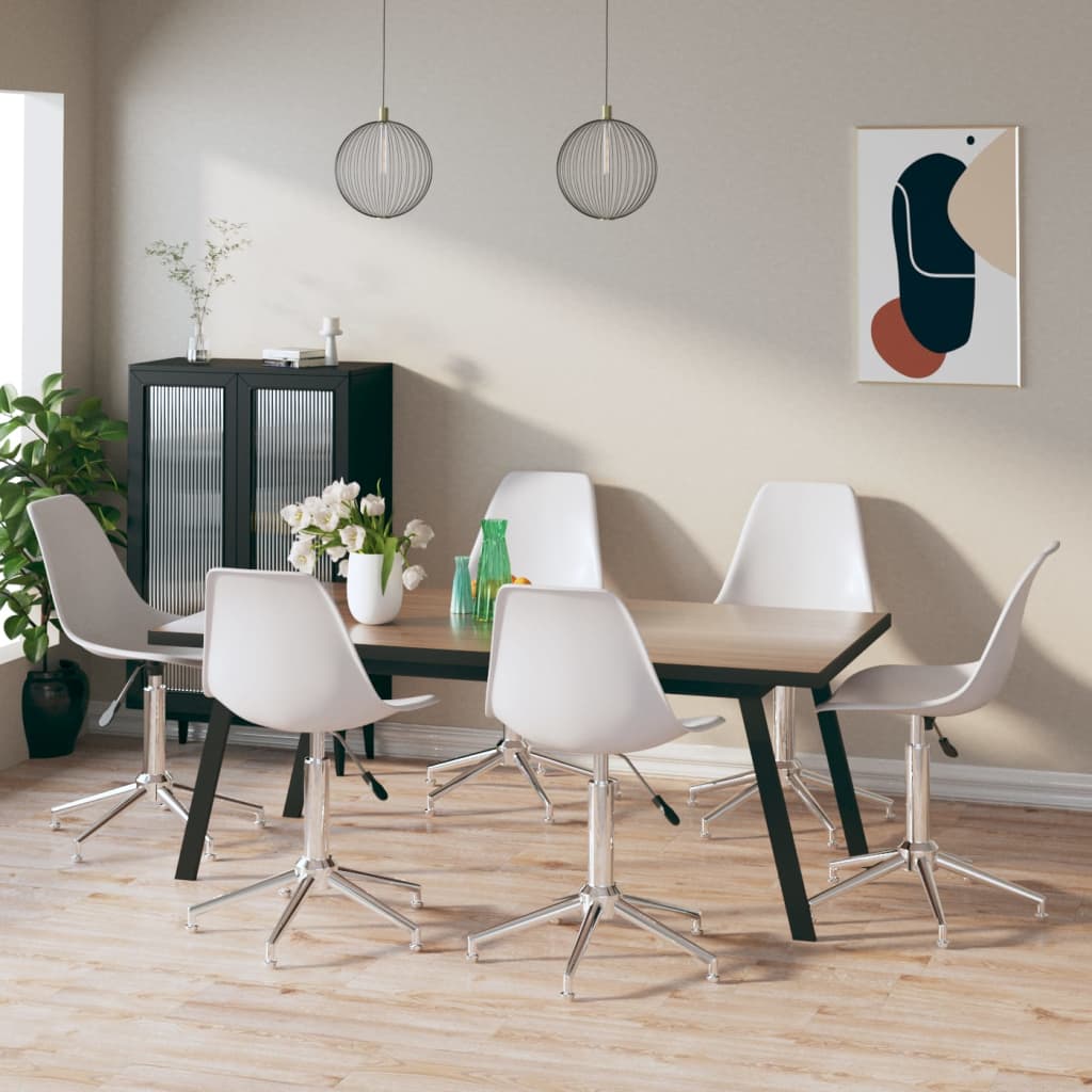 Berkfield Swivel Dining Chairs 6 pcs White PP