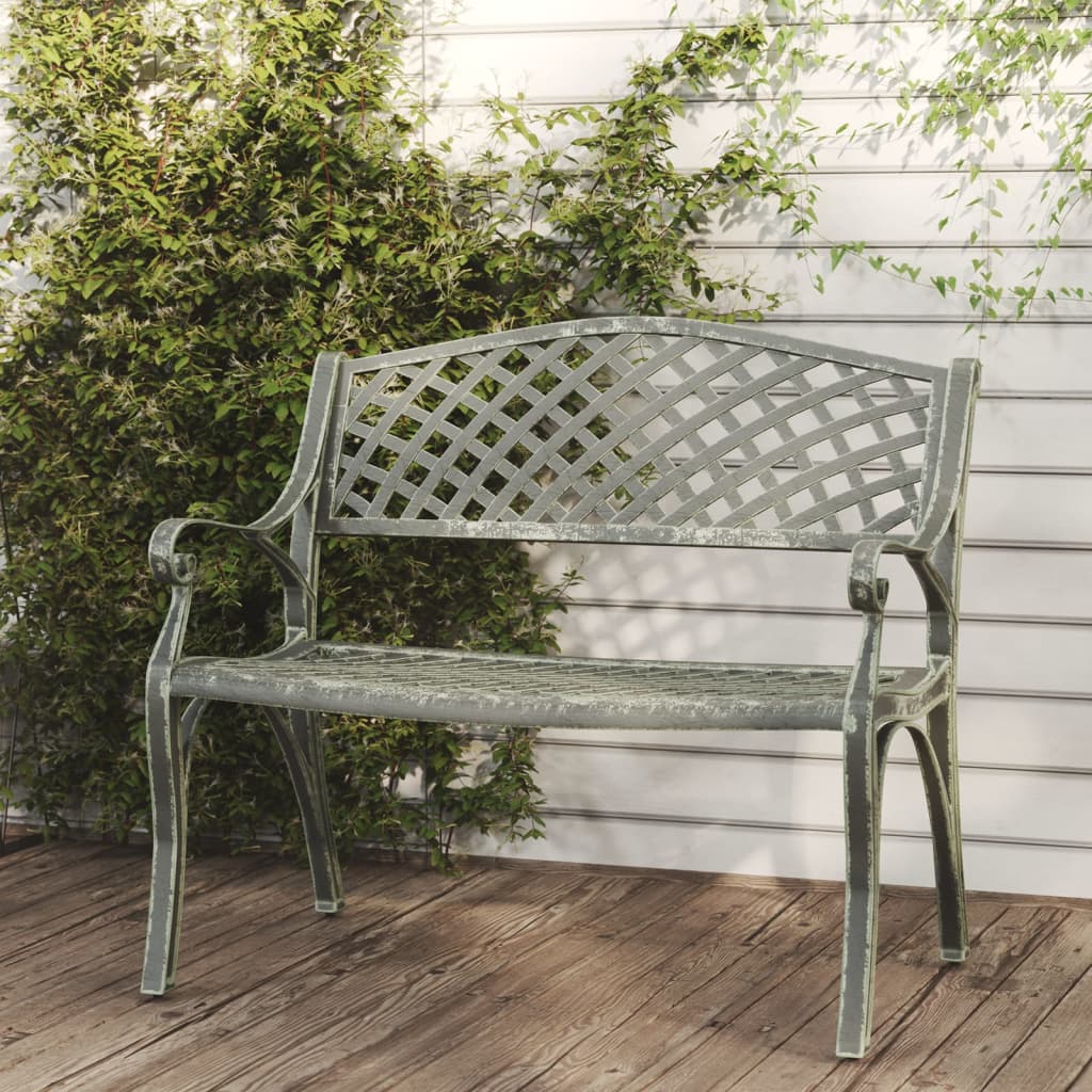 Berkfield Garden Bench 102 cm Cast Aluminium Green
