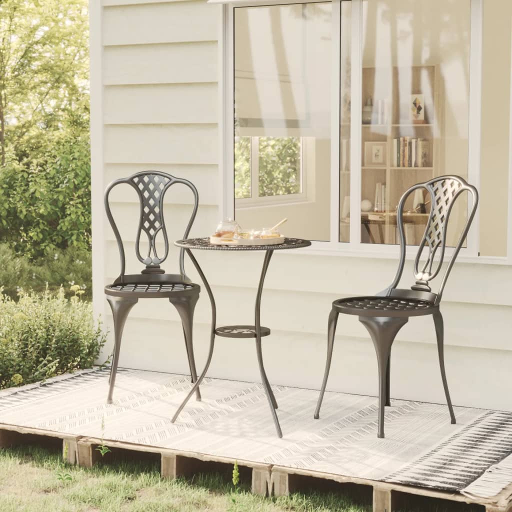 Berkfield 3 Piece Bistro Set Cast Aluminium Black