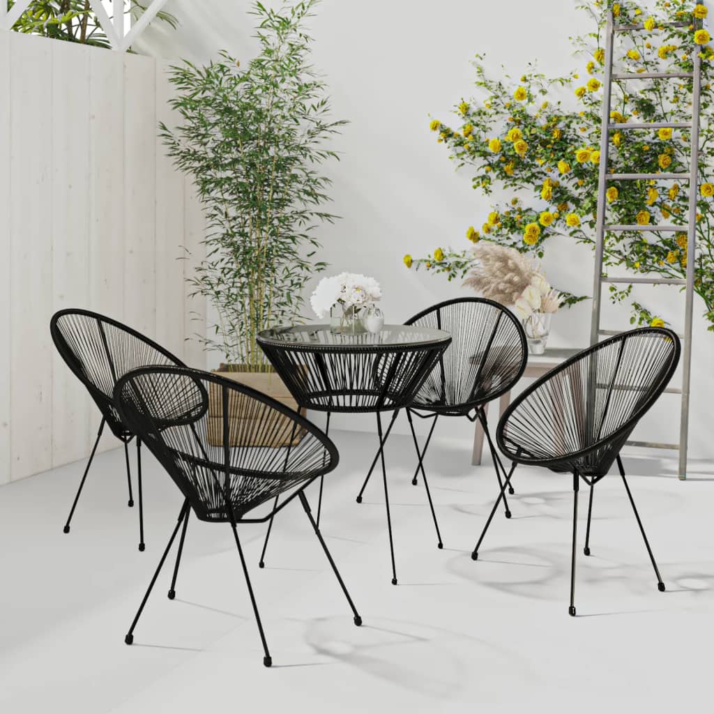 Berkfield 5 Piece Garden Dining Set Black