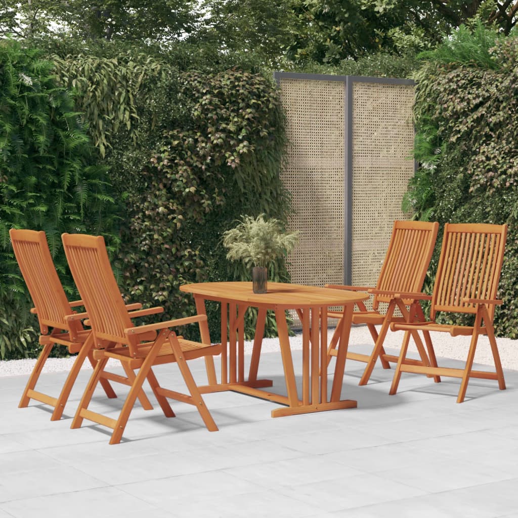 Berkfield 5 Piece Garden Dining Set Solid Wood Eucalyptus