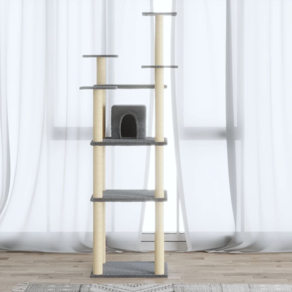 Berkfield Cat Tree with Sisal Scratching Posts Light Grey 171 cm
