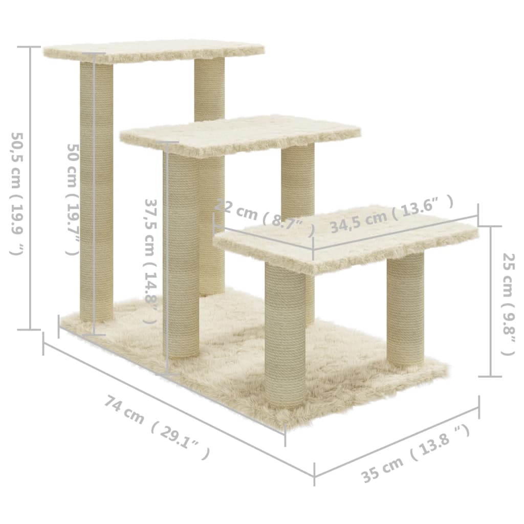 Berkfield Cat Tree with Sisal Scratching Posts Cream 50.5 cm