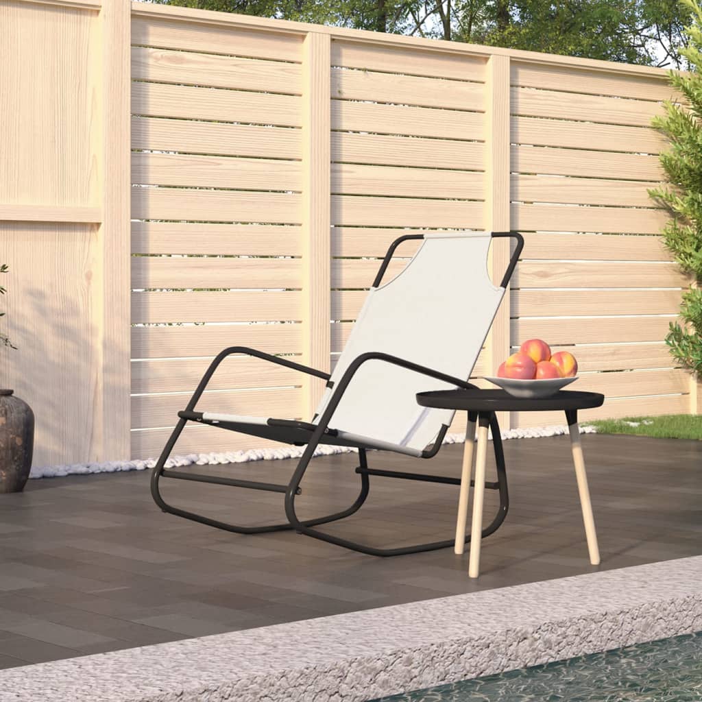 Berkfield Rocking Sun Lounger Cream Steel and Textilene