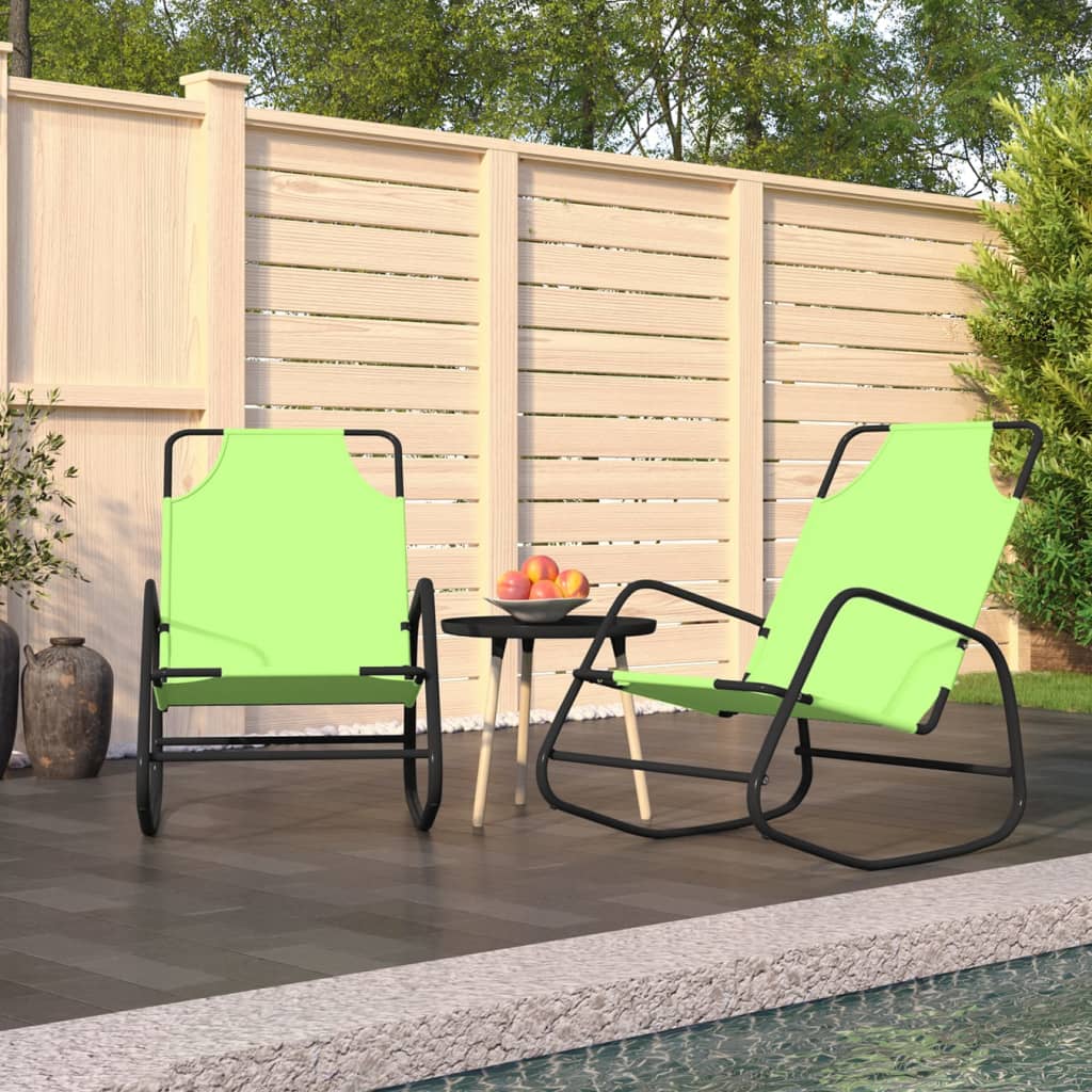 Berkfield Rocking Sun Loungers 2 pcs Green Steel and Textilene