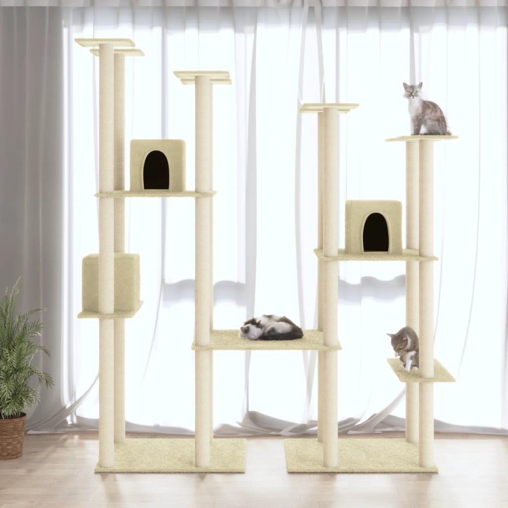 Berkfield Cat Tree with Sisal Scratching Posts Cream 174 cm