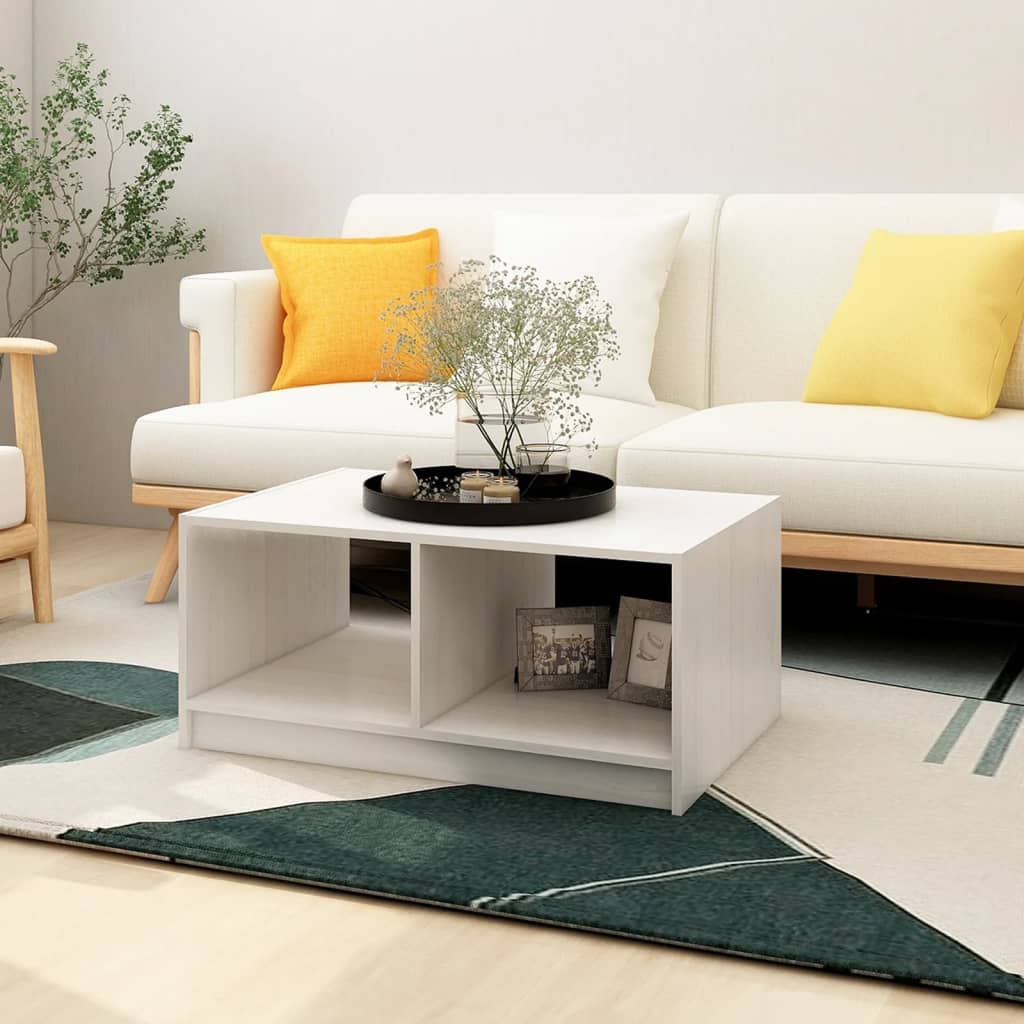 Berkfield Coffee Table White 75x50x33.5 cm Solid Pinewood
