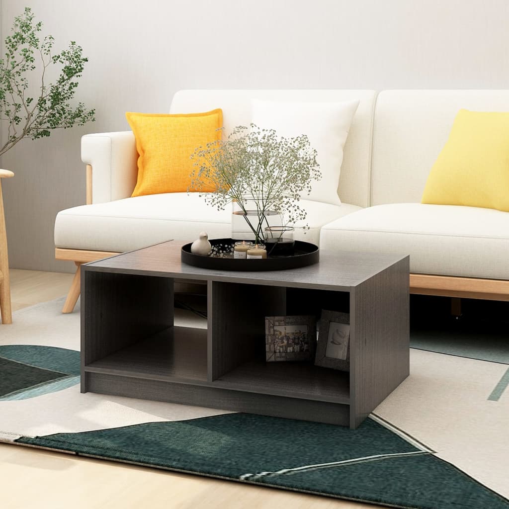 Berkfield Coffee Table Grey 75x50x33.5 cm Solid Pinewood